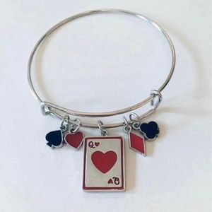 Handmade “Queen of Hearts” Silver Bangle Bracelet